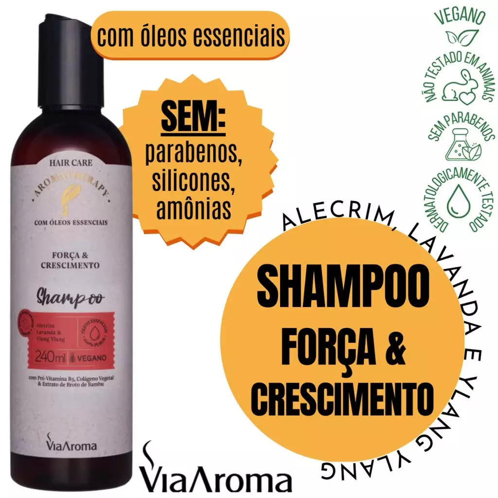 Shampoo Via Aroma - Força e Crescimento - Vegano