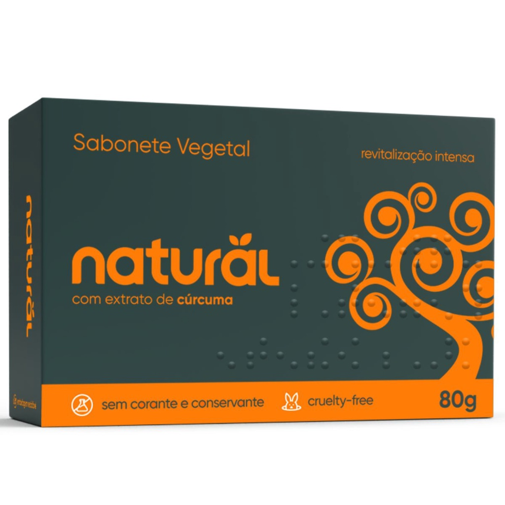 Kit 10 Sabonete Natural Com Extrato De Cúrcuma 80g - Orgânico Natural