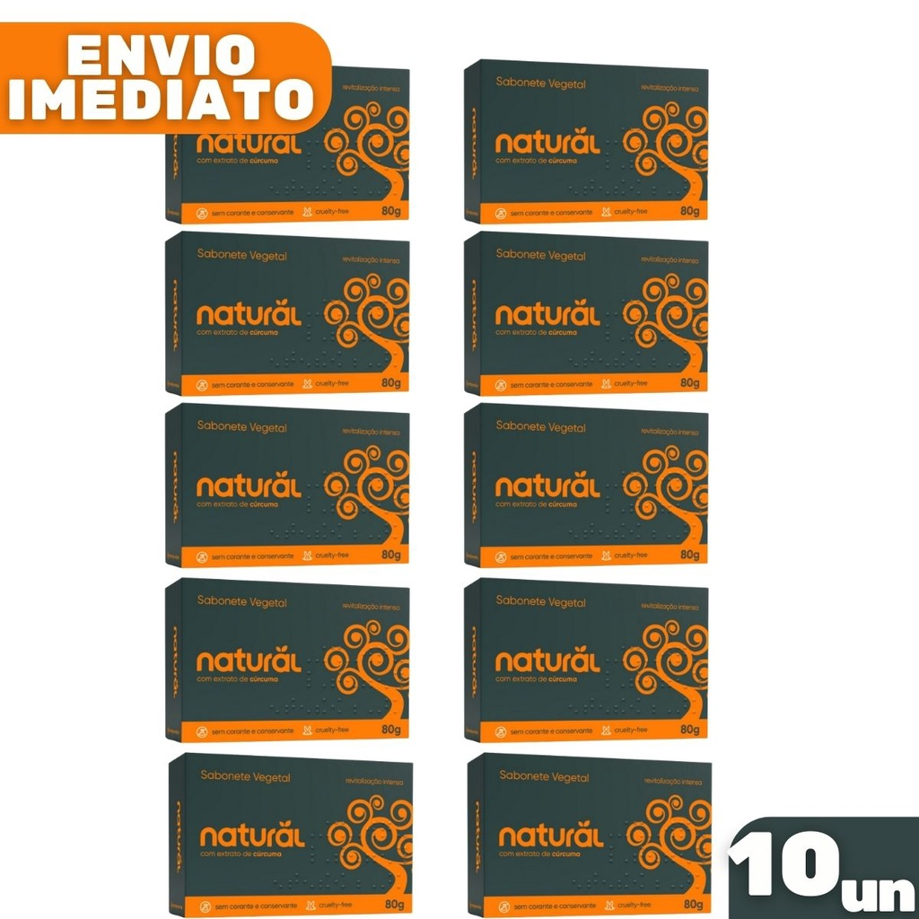 Kit 10 Sabonetes Naturais Com Extrato De Cúrcuma