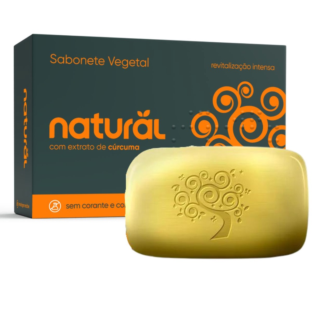 Kit 10 Sabonete Natural Com Extrato De Cúrcuma 80g - Orgânico Natural