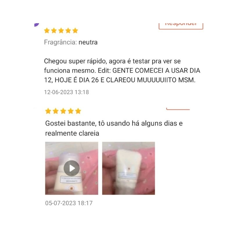 Creme Clareador Axilas e Virilha Rosa Mosqueta/Alcaçuz /Açafrão/Dolomita/ Ucuuba - Vitamina E