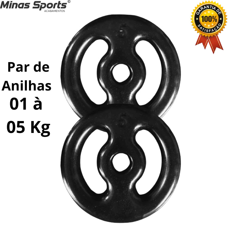 Par de Anilha Emborrachada - 1 Kg a 5 Kg