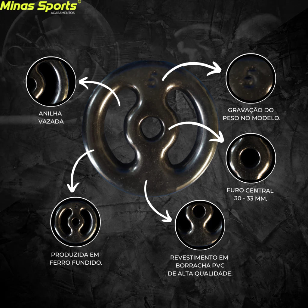 Par de Anilha Emborrachada - 1 Kg a 5 Kg