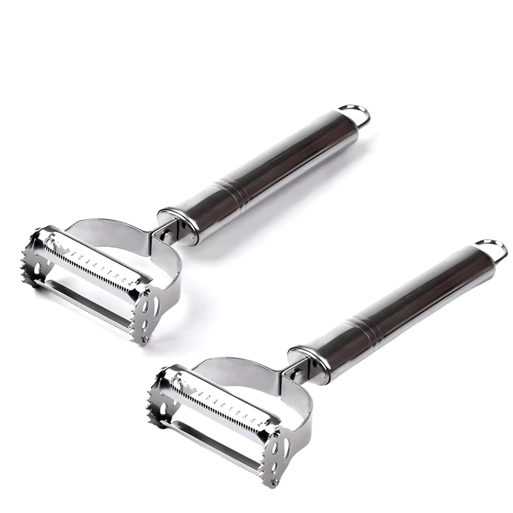 Kit 3 Descascador E Fatiador Para Legumes Frutas Verduras Dupla Lâmina Em Aço Inoxidável