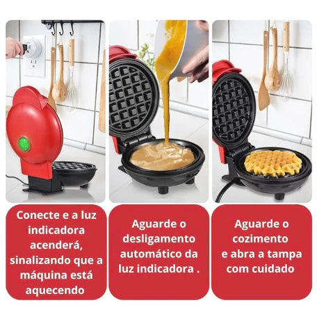 Mini Máquina de Waffles Elétrica Casa Cozinha Fazer Waffle Panquecas Automático 220 v