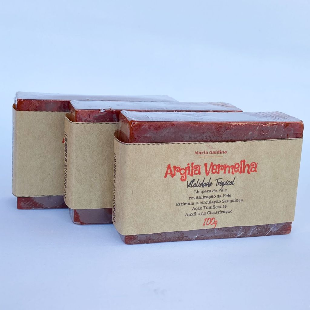 Sabonete de Argila Vermelha e Aloe vera Artesanal Facial