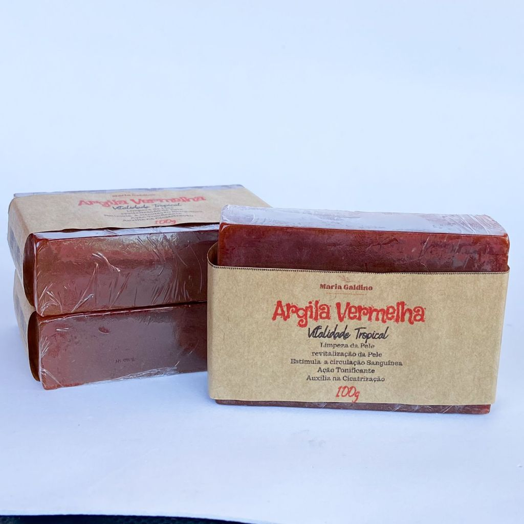 Sabonete de Argila Vermelha e Aloe vera Artesanal Facial