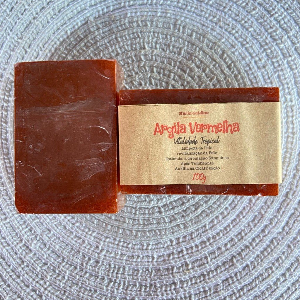 Sabonete de Argila Vermelha e Aloe vera Artesanal Facial