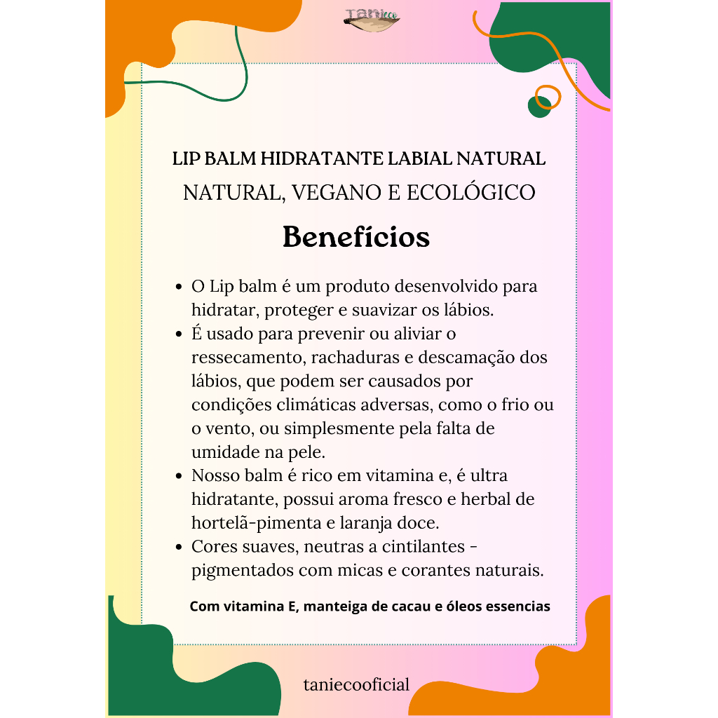 Lip balm ultra hidratante labial (cores neutras)