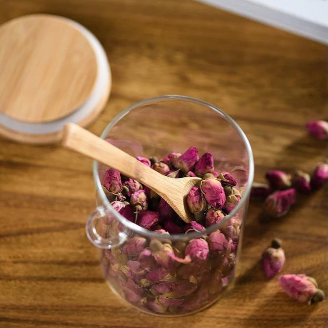 Kit 2 Pote De Vidro Tampa de Bambu