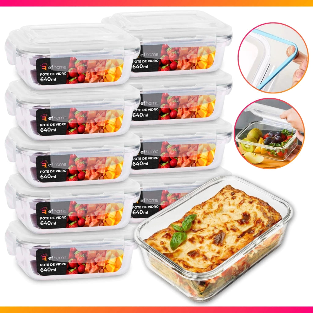 Pote de Vidro para Marmita Jogo 2/4/5/6/8/10