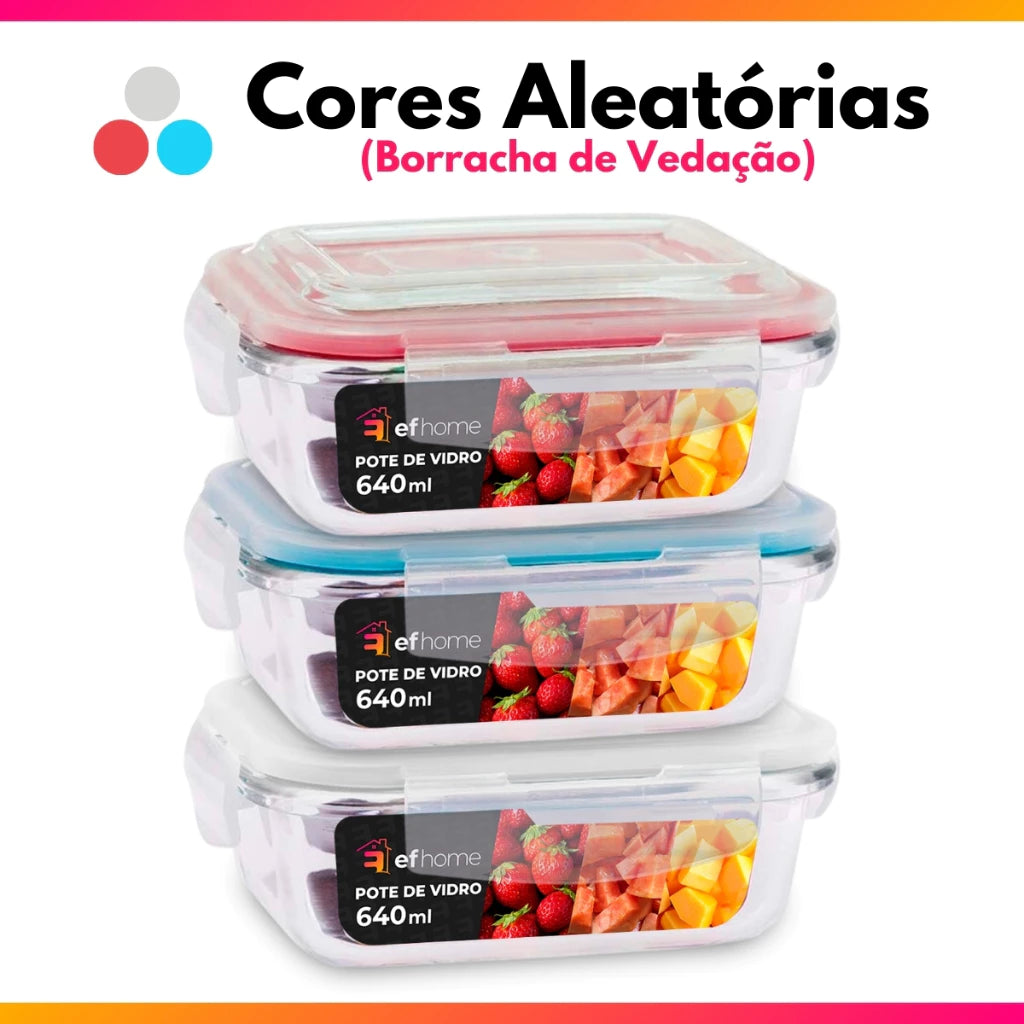 Pote de Vidro para Marmita Jogo 2/4/5/6/8/10