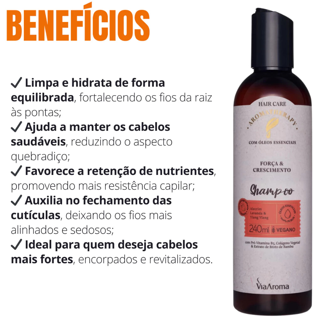Shampoo Via Aroma - Força e Crescimento - Vegano