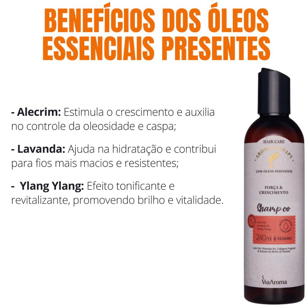 Shampoo Via Aroma - Força e Crescimento - Vegano