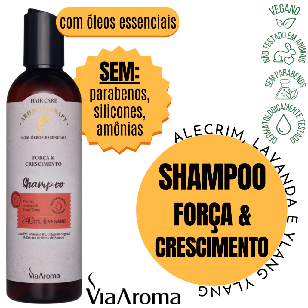 Shampoo Via Aroma - Força e Crescimento - Vegano