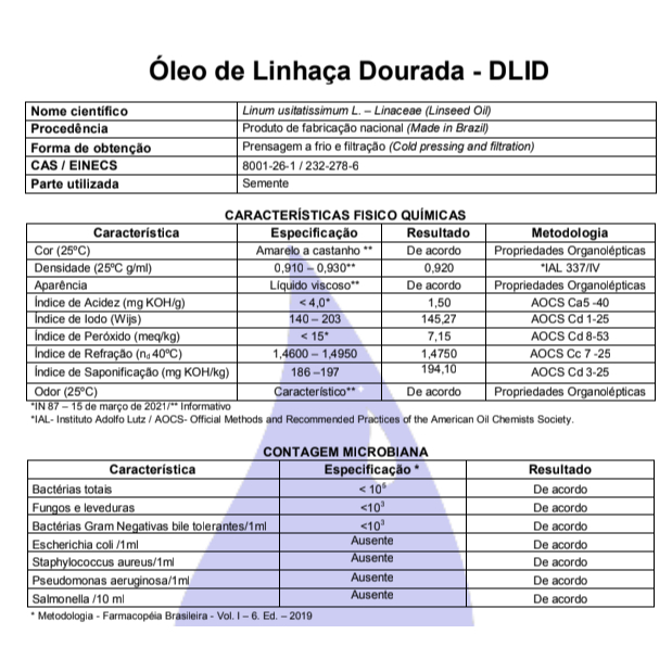 Óleo Vegetal de Linhaça Dourada 100% Natural e Puro 50mL | Reduz Rugas, Controla Frizz, Melhora Elasticidade da Pele