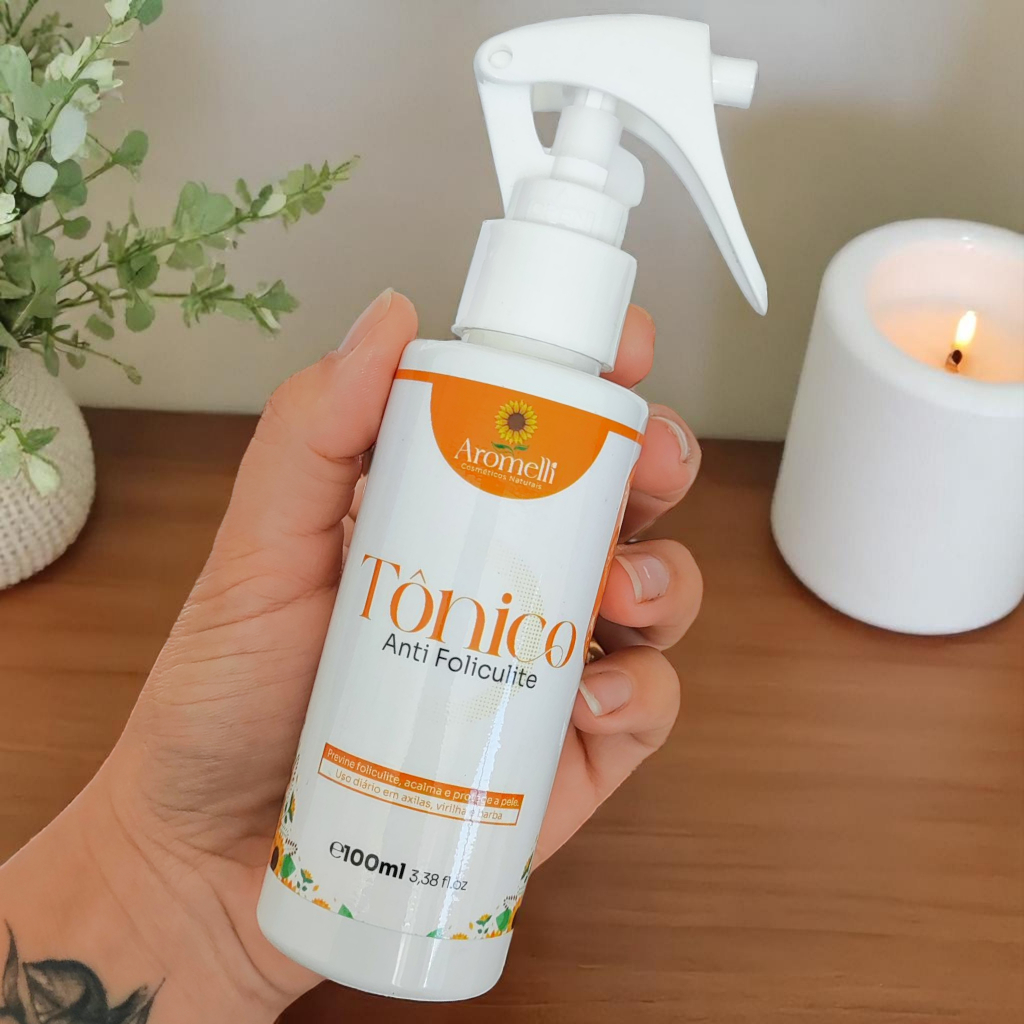 Tônico Anti Foliculite Natural - Açafrão/Aroeira/Barbatimão/Hamamélis/Lavanda - Vegano - 100ml