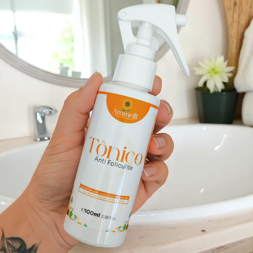Tônico Anti Foliculite Natural - Açafrão/Aroeira/Barbatimão/Hamamélis/Lavanda - Vegano - 100ml