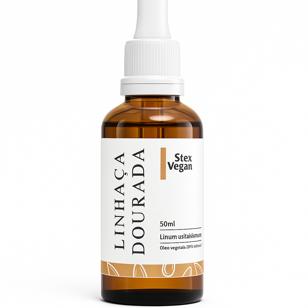 Óleo Vegetal de Linhaça Dourada 100% Natural e Puro 50mL | Reduz Rugas, Controla Frizz, Melhora Elasticidade da Pele