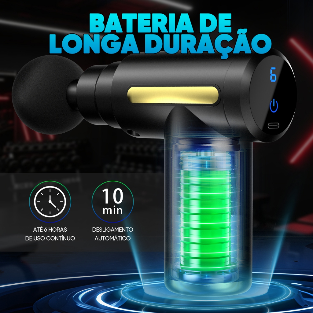 Pistola de massagem elétrica, massageador de tecidos profundos