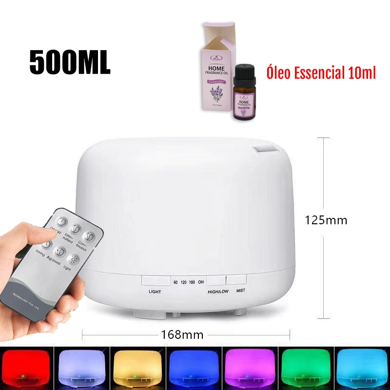 Umidificador e Difusor de Aromas 500ml