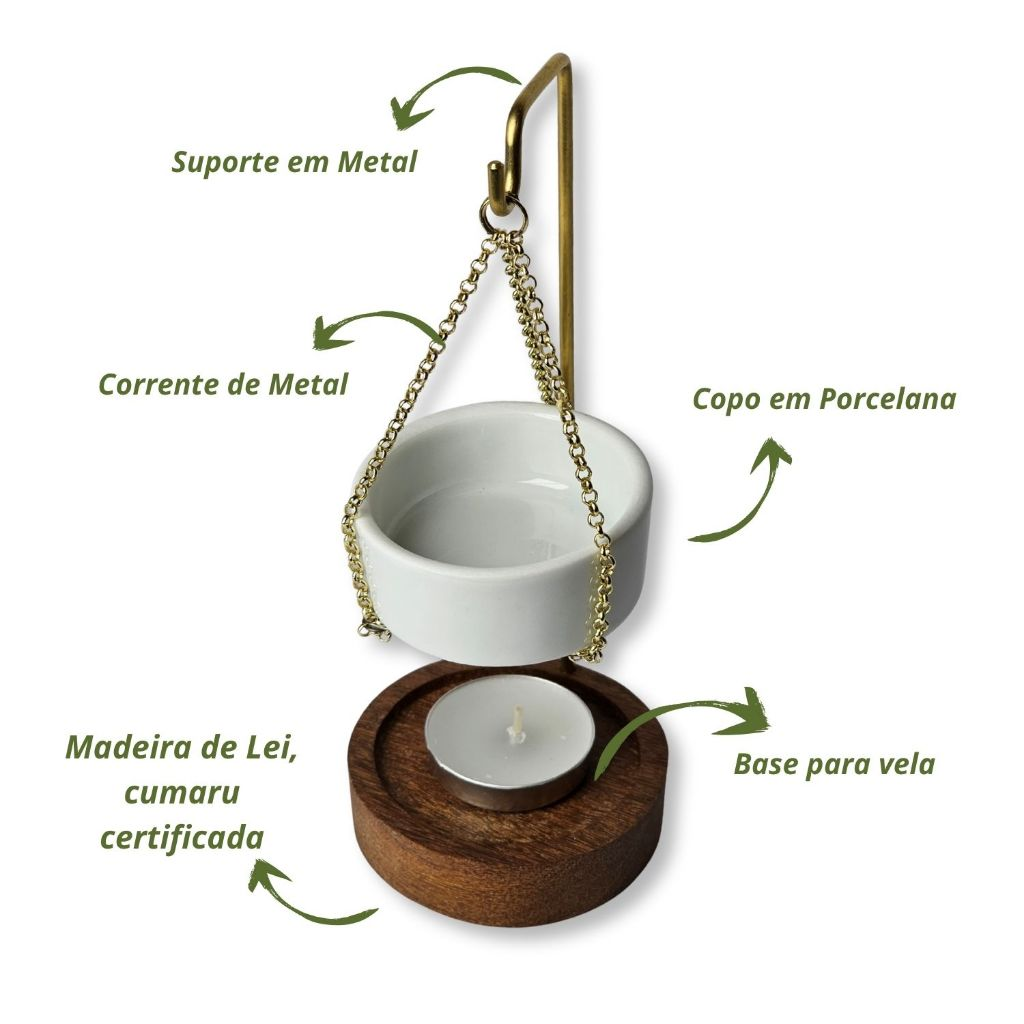 Difusor de Aromas Queimador de Essências Odorizador Perfumador Fragância para Casa Recho Metal