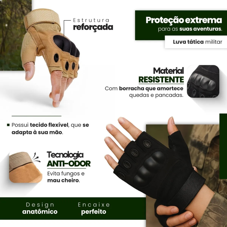 Luvas Meio Dedo Alta Qualidade Para Combate Táticos Luvas De Motocicleta Ciclista Unissex