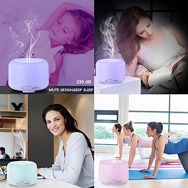 Umidificador Difusor Aromatizador 500ml Ultrassônico Estilo Branco com Led 7 cores com controle