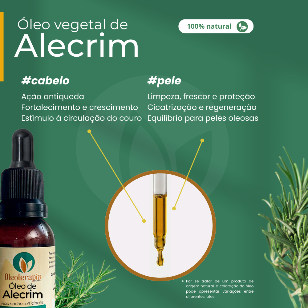 Óleo de Alecrim - 100% natural uso capilar e corporal