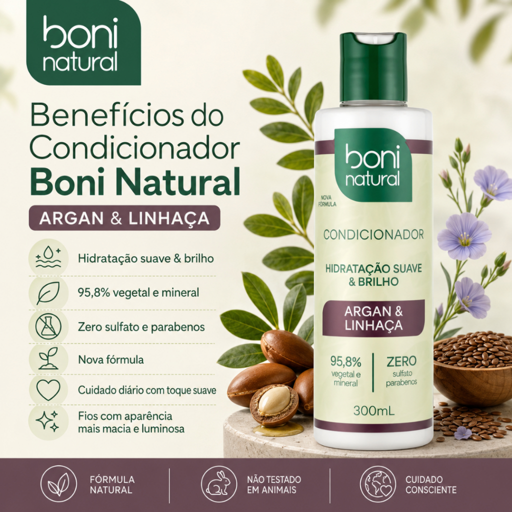 Condicionador Argan e Linhaça 300ml - Boni Natural