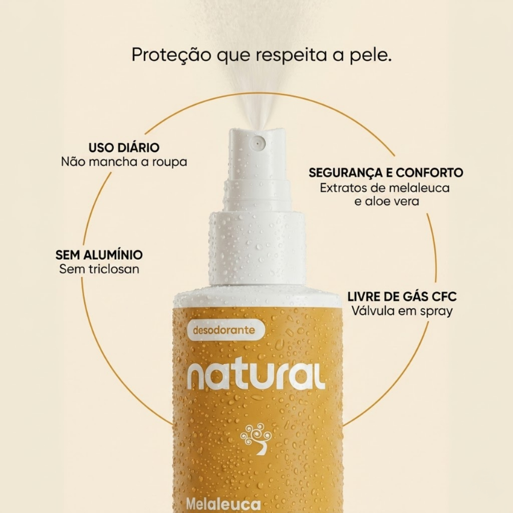 Desodorante Spray Orgânico Natural Melaleuca E Aloe Vera 120ml