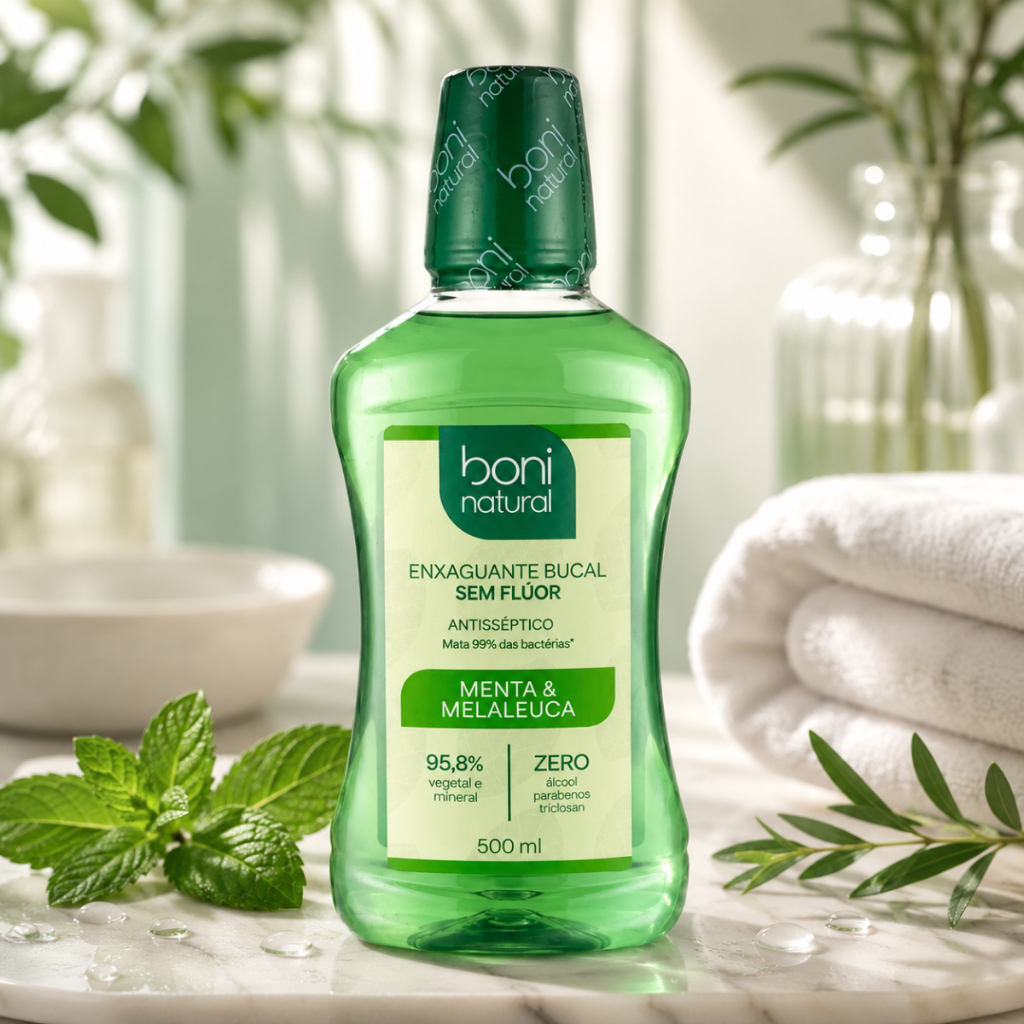 Enxaguante Bucal Vegano Natural Menta e Melaleuca 500ml - Boni Natural