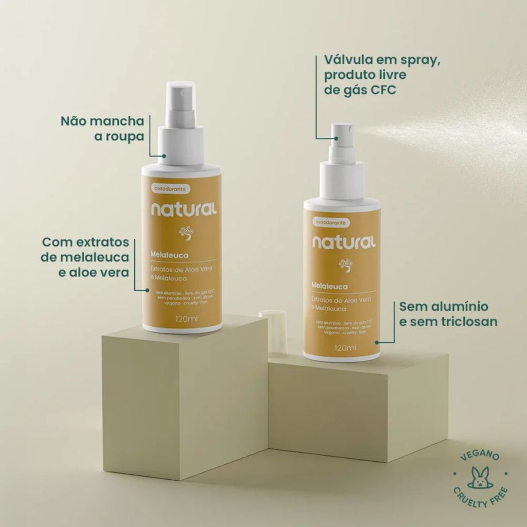 Desodorante Spray Orgânico Natural Melaleuca E Aloe Vera 120ml
