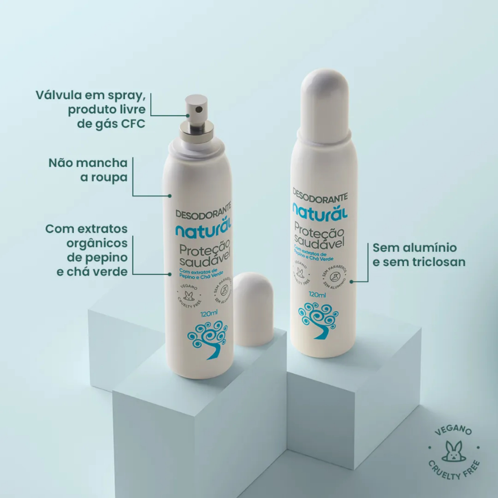Desodorante Spray Orgânico Natural Pepino e Chá Verde 120ml