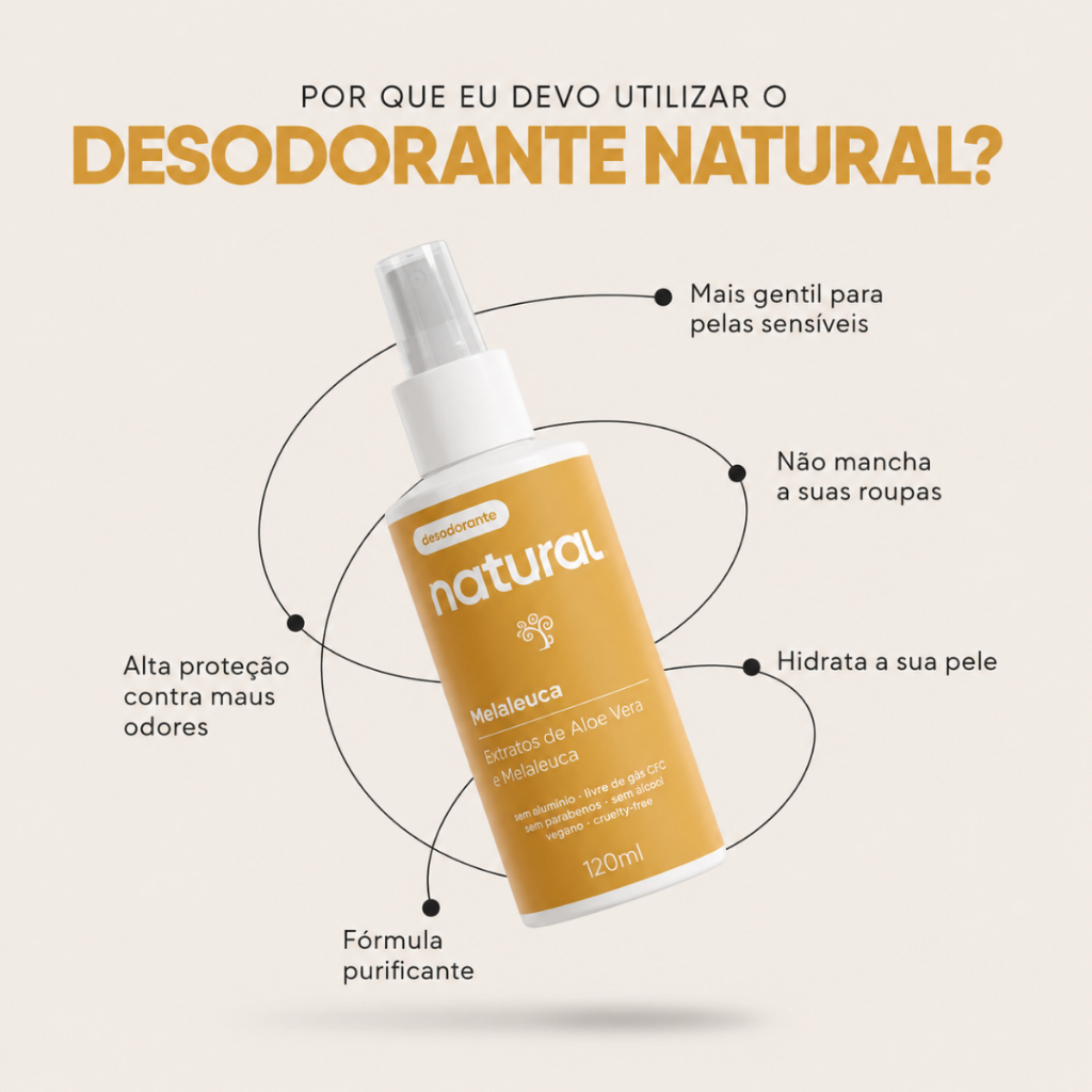 Desodorante Spray Orgânico Natural Melaleuca E Aloe Vera 120ml