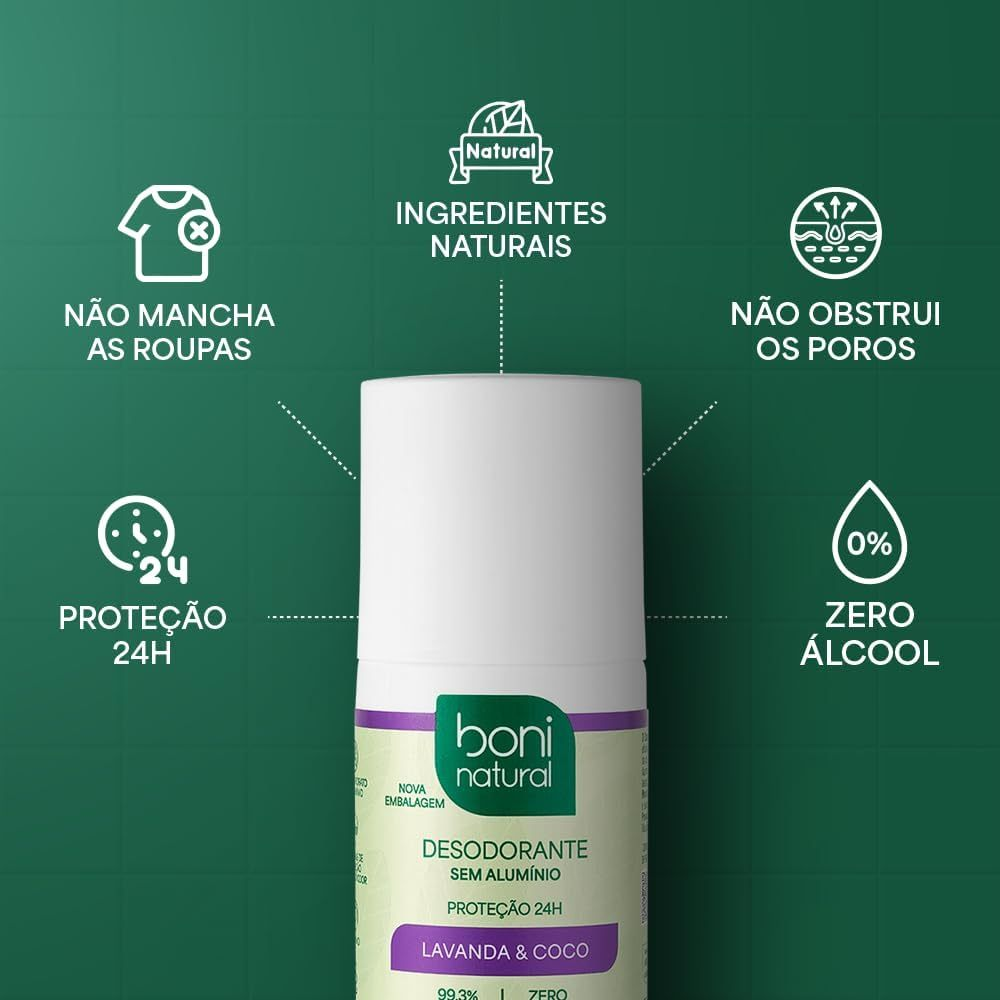 Desodorante Roll-On Lavanda e Coco 55ml Boni Natural
