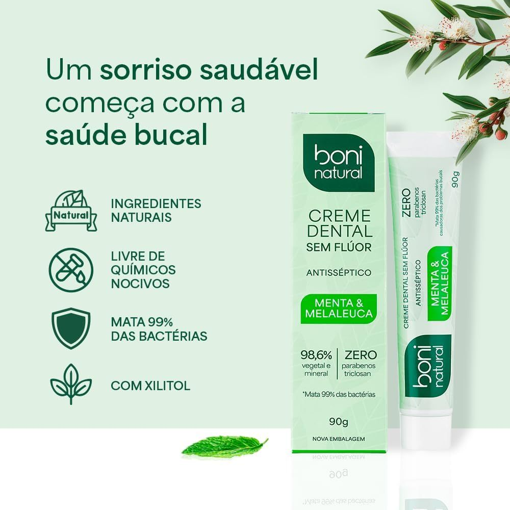 Creme Dental Boni Natural Menta e Melaleuca 90g Boni Natural