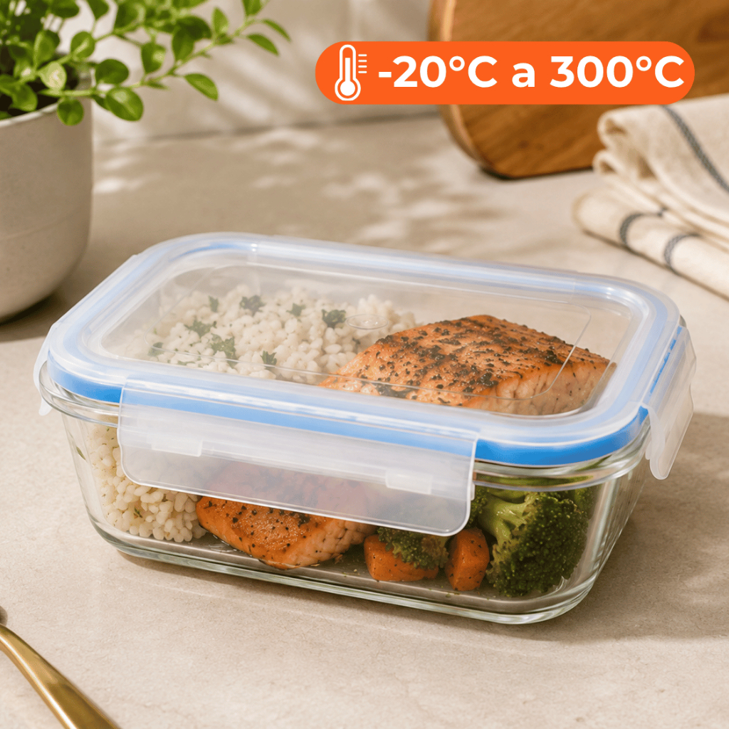 Potes Herméticos Marmita de Vidro 640ml Vidro Microondas Geladeira Forno Fitness