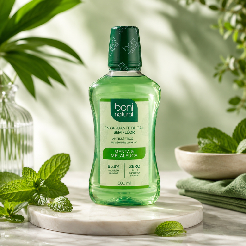 Enxaguante Bucal Vegano Natural Menta e Melaleuca 500ml - Boni Natural