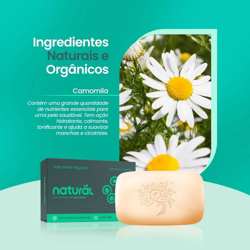 Kit 10 Sabonete de Camomila 80g - Orgânico Natural