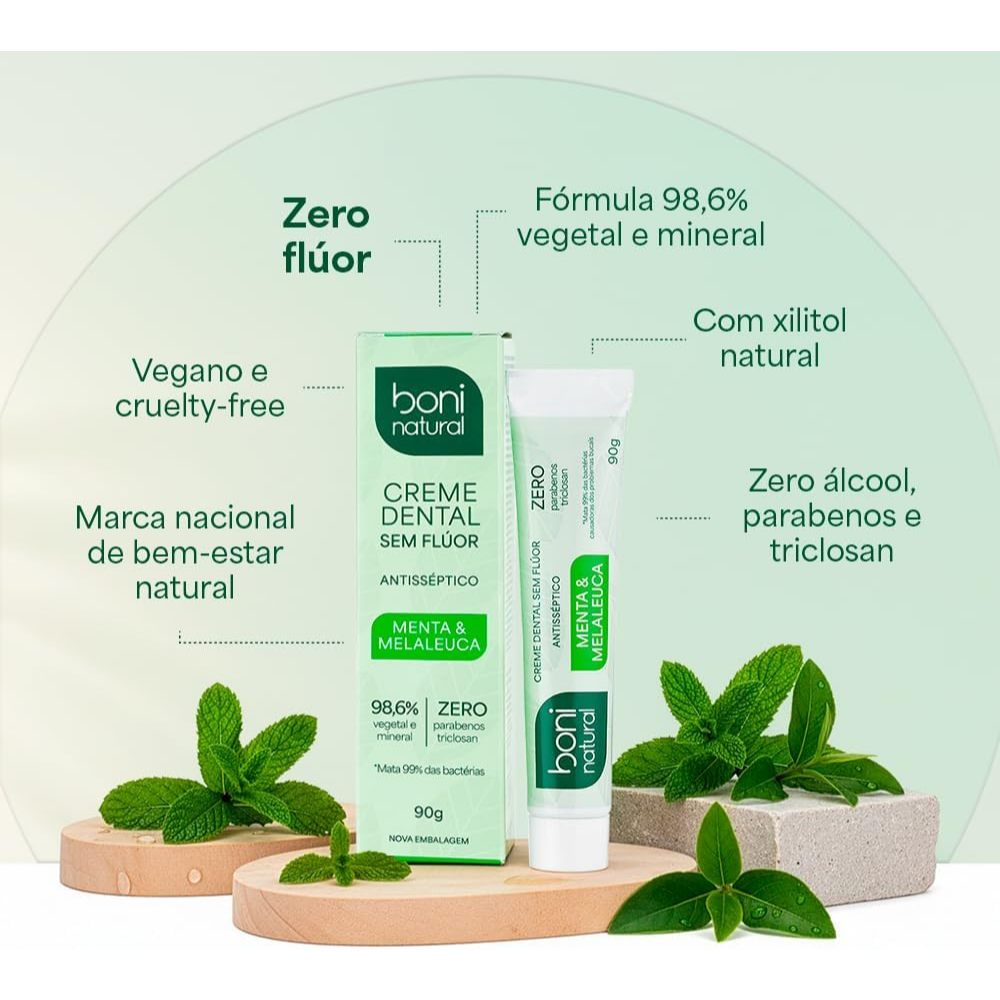 Creme Dental Boni Natural Menta e Melaleuca 90g Boni Natural