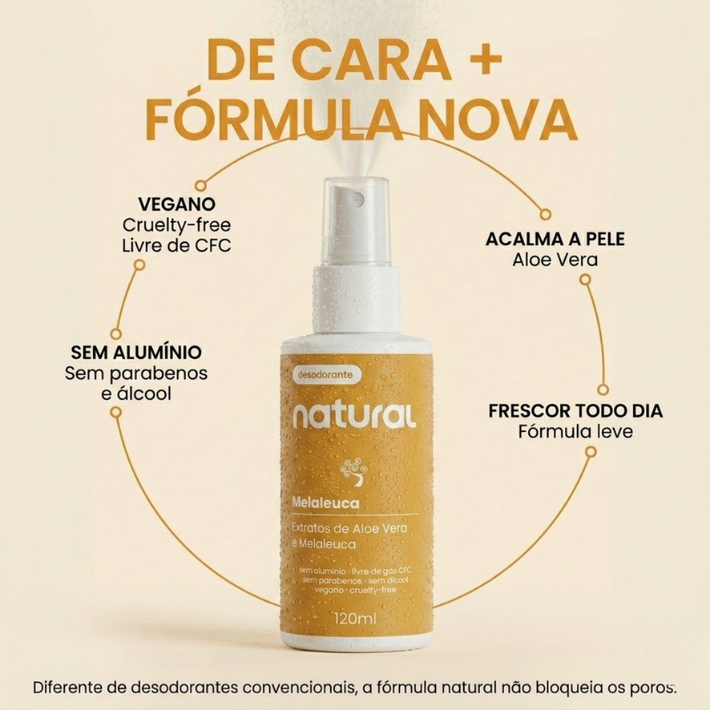 Desodorante Spray Orgânico Natural Melaleuca E Aloe Vera 120ml