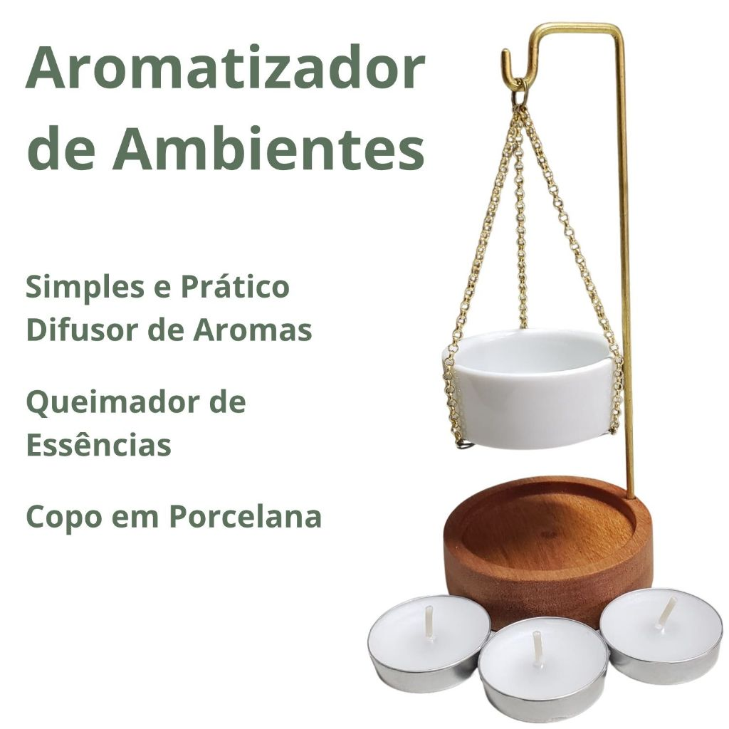 Difusor de Aromas Queimador de Essências Odorizador Perfumador Fragância para Casa Recho Metal