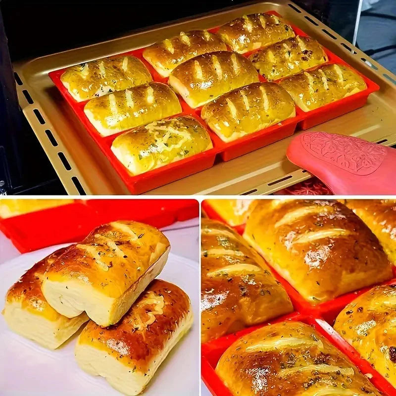 Molde Retangular de Silicone para Bolos, Biscoitos e Chocolate com 9 Furos