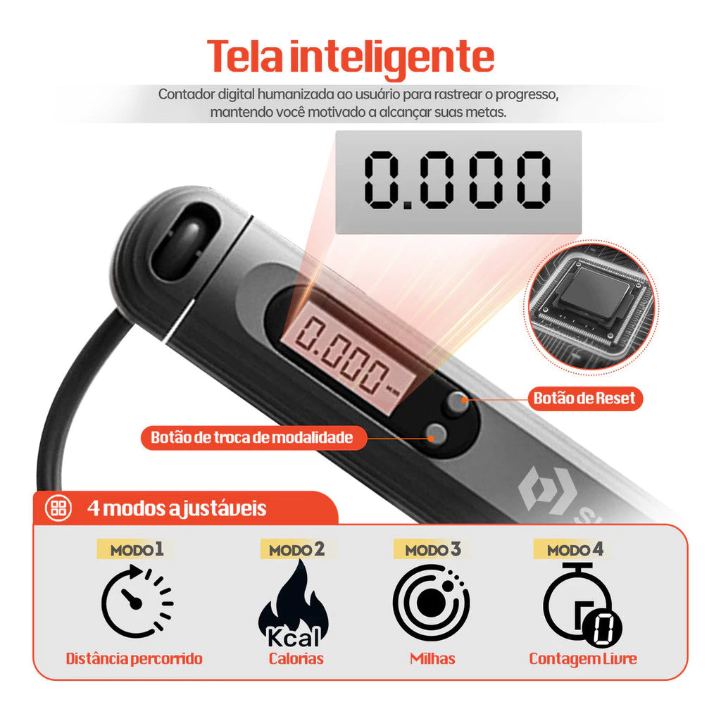 Corda De Pular Sem Fio e Com Fio Com Rolamento 4 Modos Peso Ajustável Treino em Casa Exercício