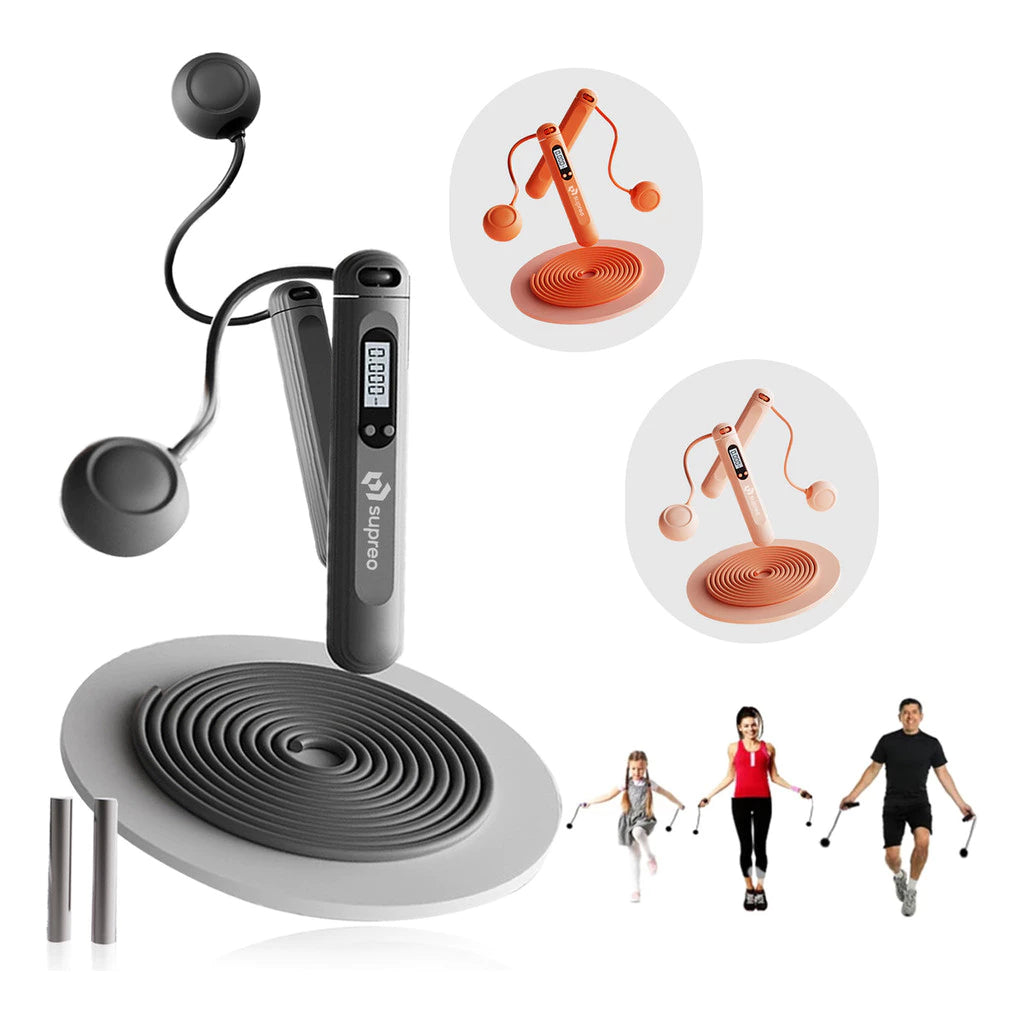 Corda De Pular Sem Fio e Com Fio Com Rolamento 4 Modos Peso Ajustável Treino em Casa Exercício