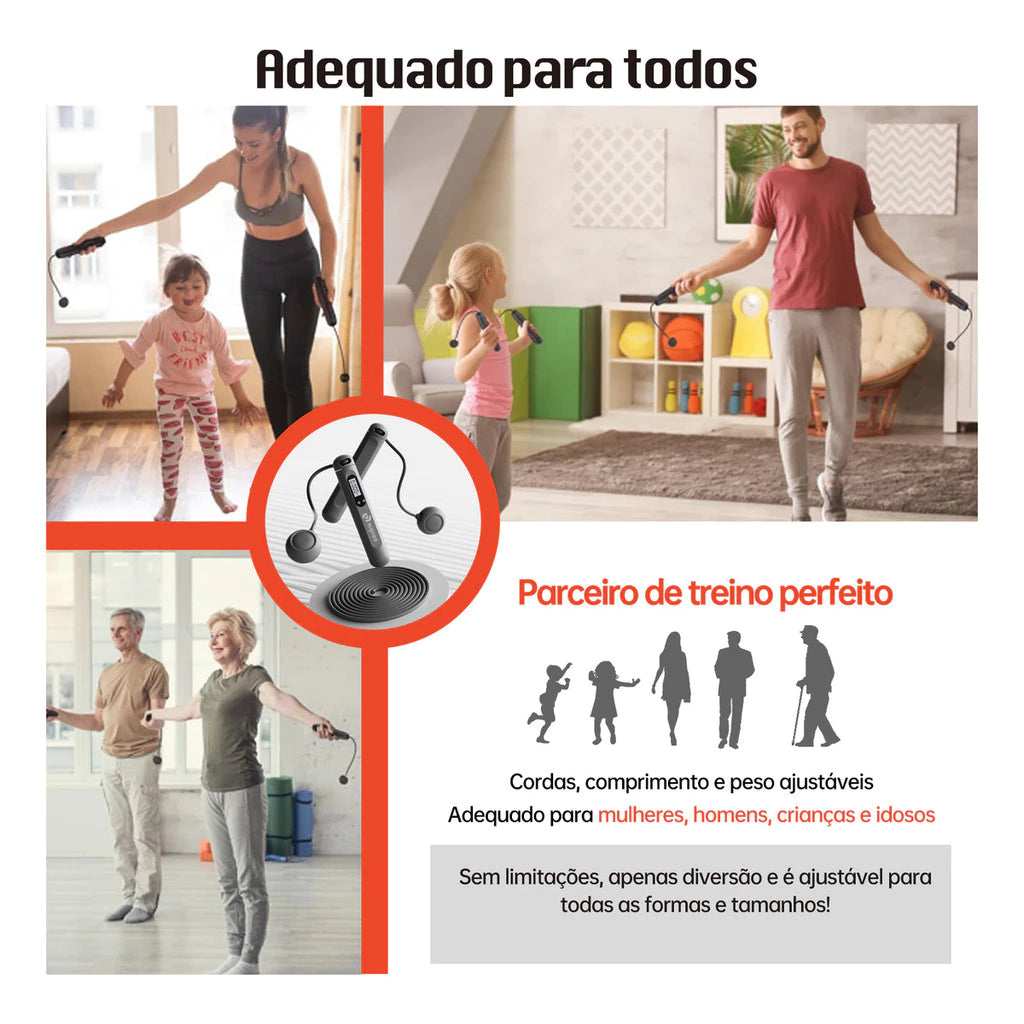 Corda De Pular Sem Fio e Com Fio Com Rolamento 4 Modos Peso Ajustável Treino em Casa Exercício
