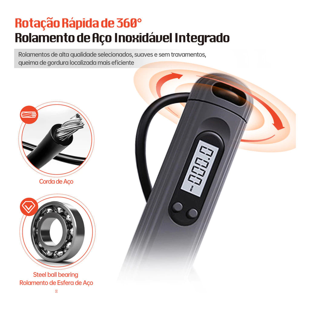 Corda De Pular Sem Fio e Com Fio Com Rolamento 4 Modos Peso Ajustável Treino em Casa Exercício