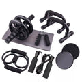 Kit Fitness 6 em 1 Roda Abdominal Flexão Corda Elástico Hand Grip Tapete Treino em Casa