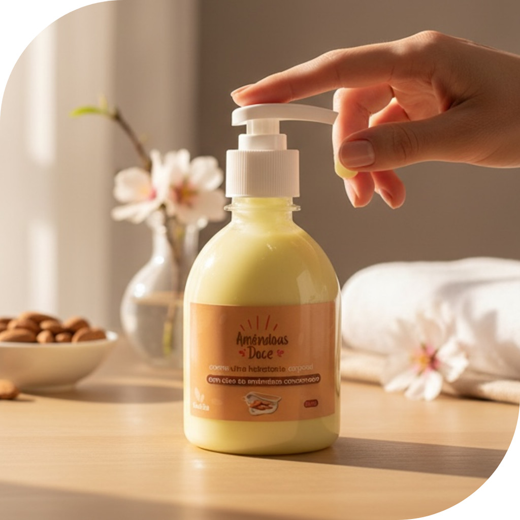 Creme hidratante corporal | Amêndoas doce | Artesanal | 240 ml